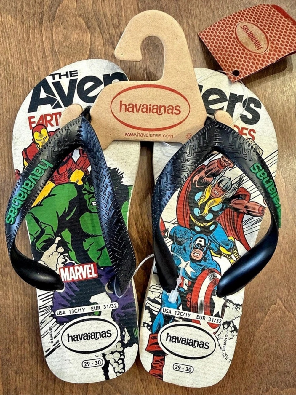 Havaianas Kids Top Marvel Avengers Flip Flops White & Black US 13C/1Y